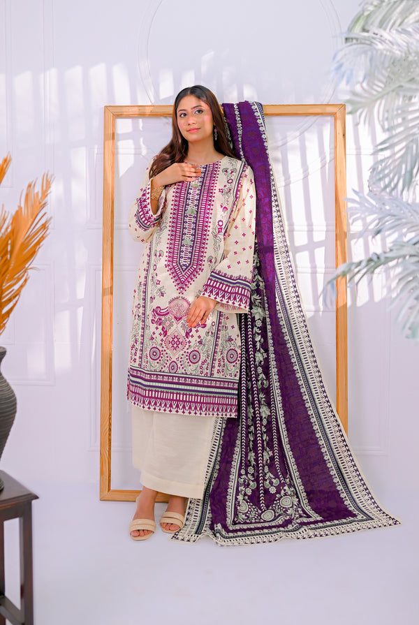 3 PCS | UNSTITCHED | PRINTED KHADDAR